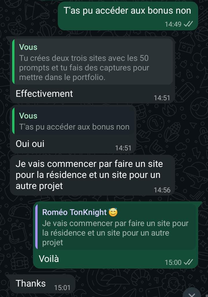 Témoignage réel: confirmation d'un résultat concret obtenu